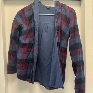 Plaid checkered Eddie Bauer sweatshirt with hood size small